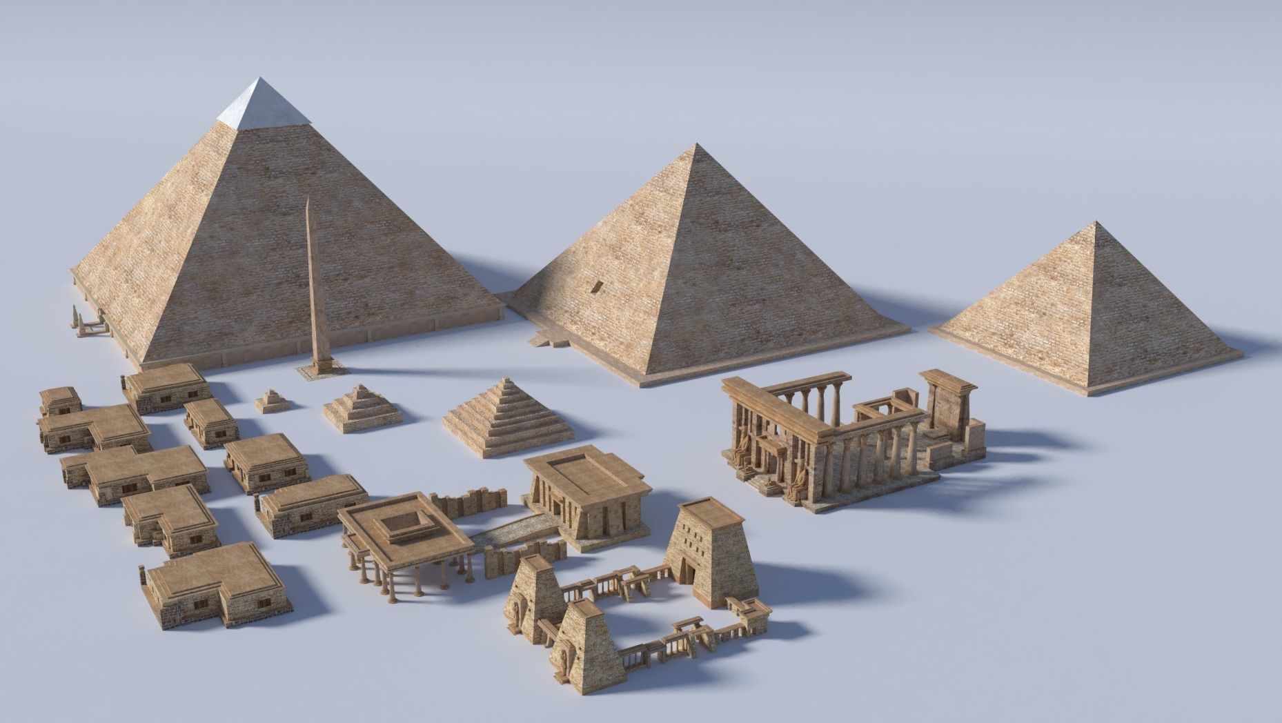 ancient egyptian pharaohs buildings  Low-poly 3D model_1