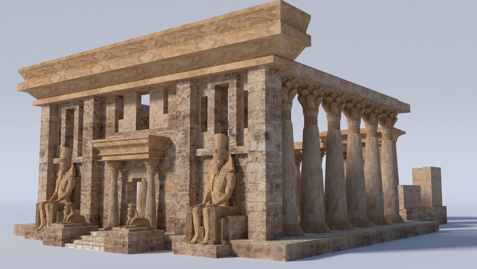 ancient egyptian pharaohs buildings  Low-poly 3D model_3