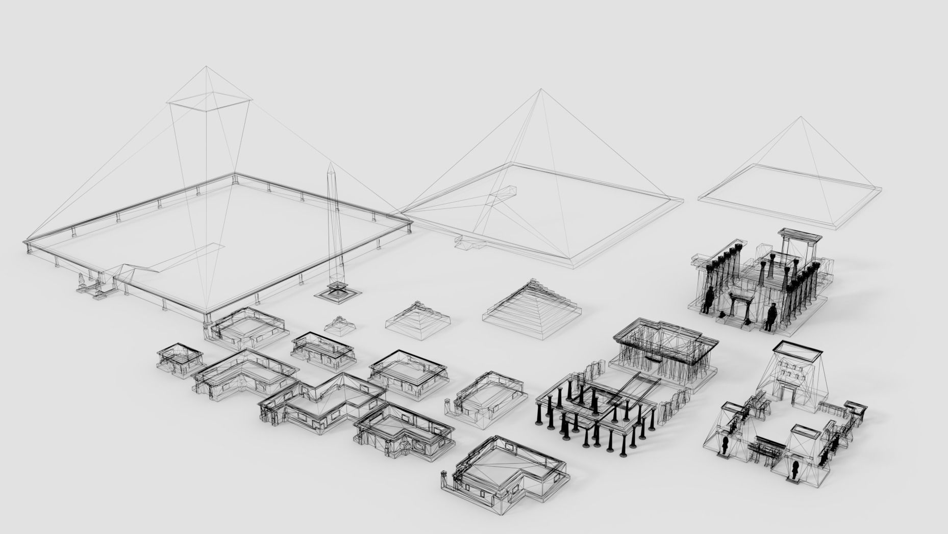 ancient egyptian pharaohs buildings  Low-poly 3D model_13