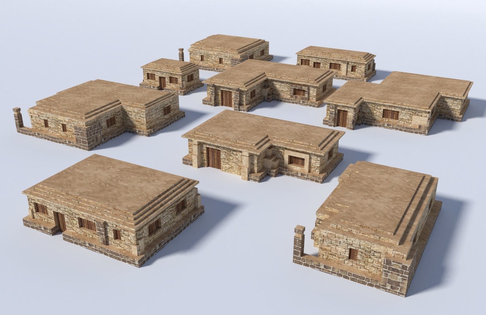 ancient egyptian pharaohs buildings  Low-poly 3D model_9
