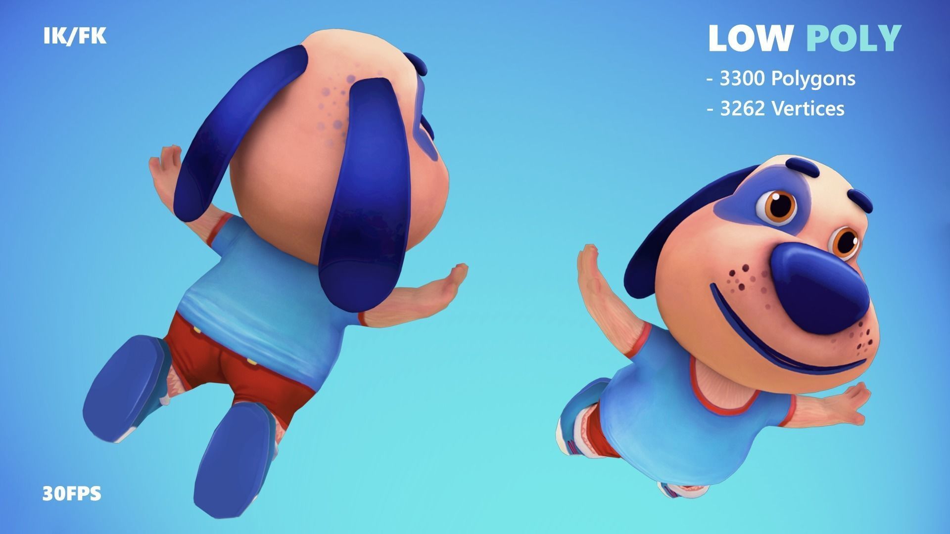 Dog Low poly Animated Rigged Low-poly 3D model_7