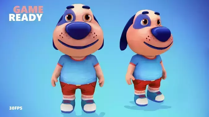 Dog Low poly Animated Rigged Low-poly 3D model