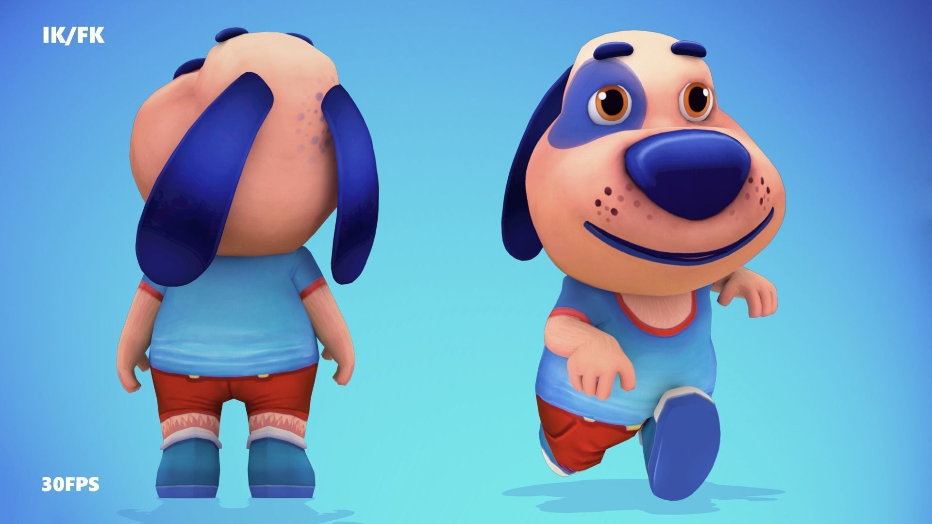 Dog Low poly Animated Rigged Low-poly 3D model_9