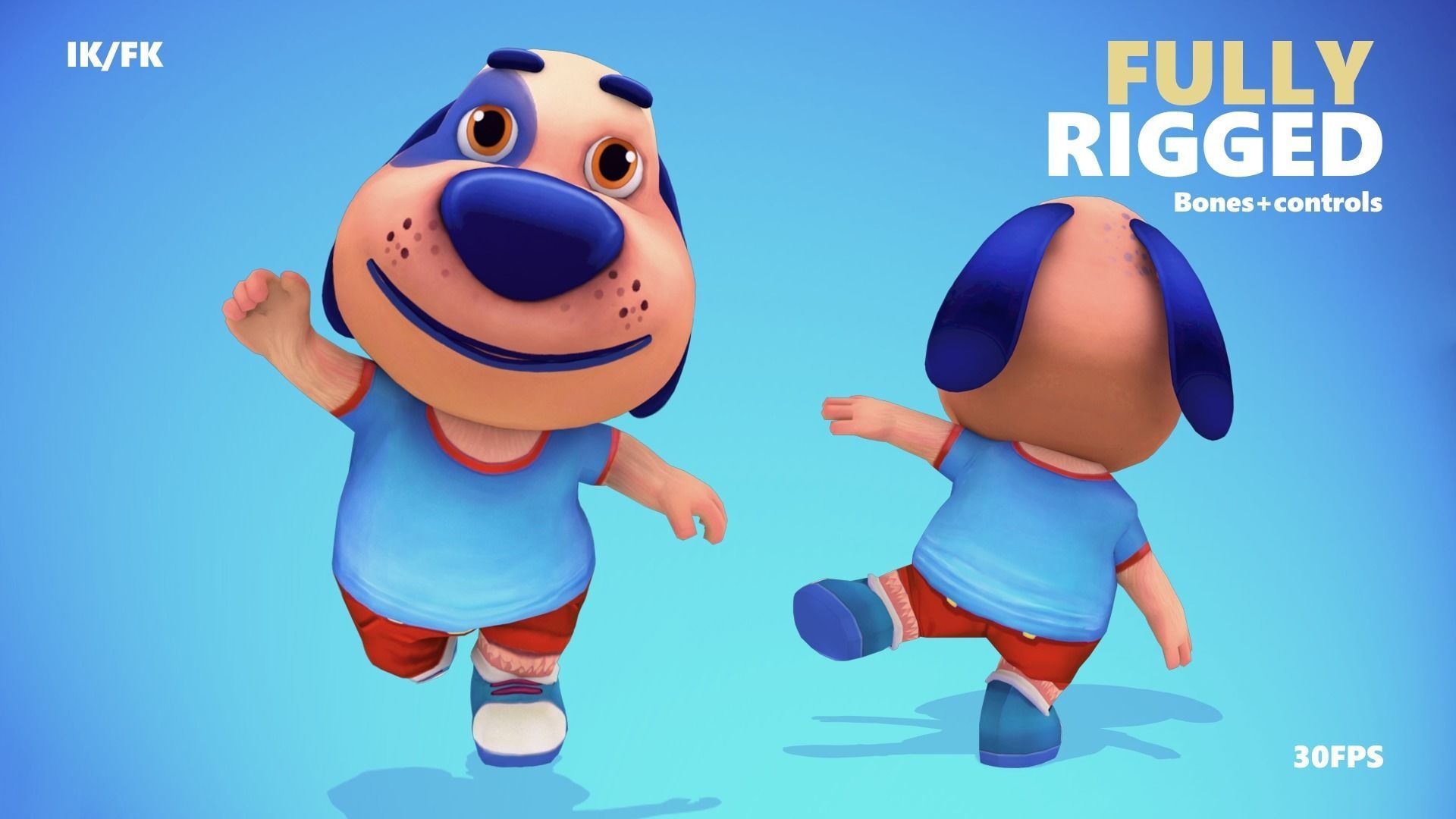 Dog Low poly Animated Rigged Low-poly 3D model_2