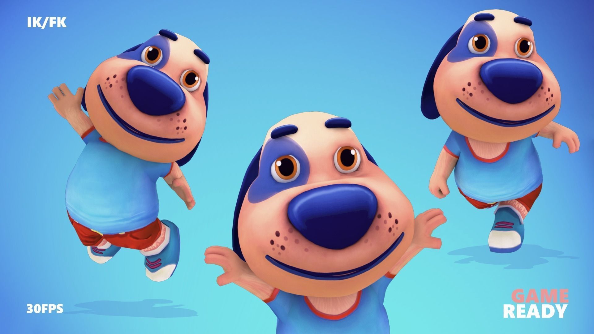 Dog Low poly Animated Rigged Low-poly 3D model_10