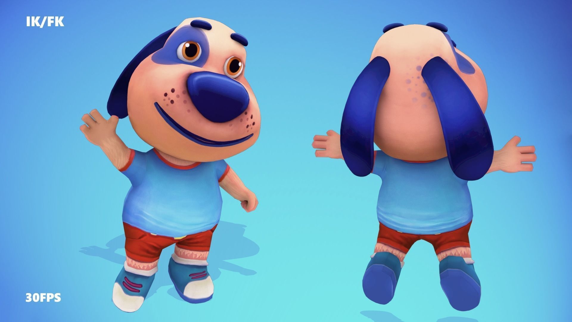 Dog Low poly Animated Rigged Low-poly 3D model_4