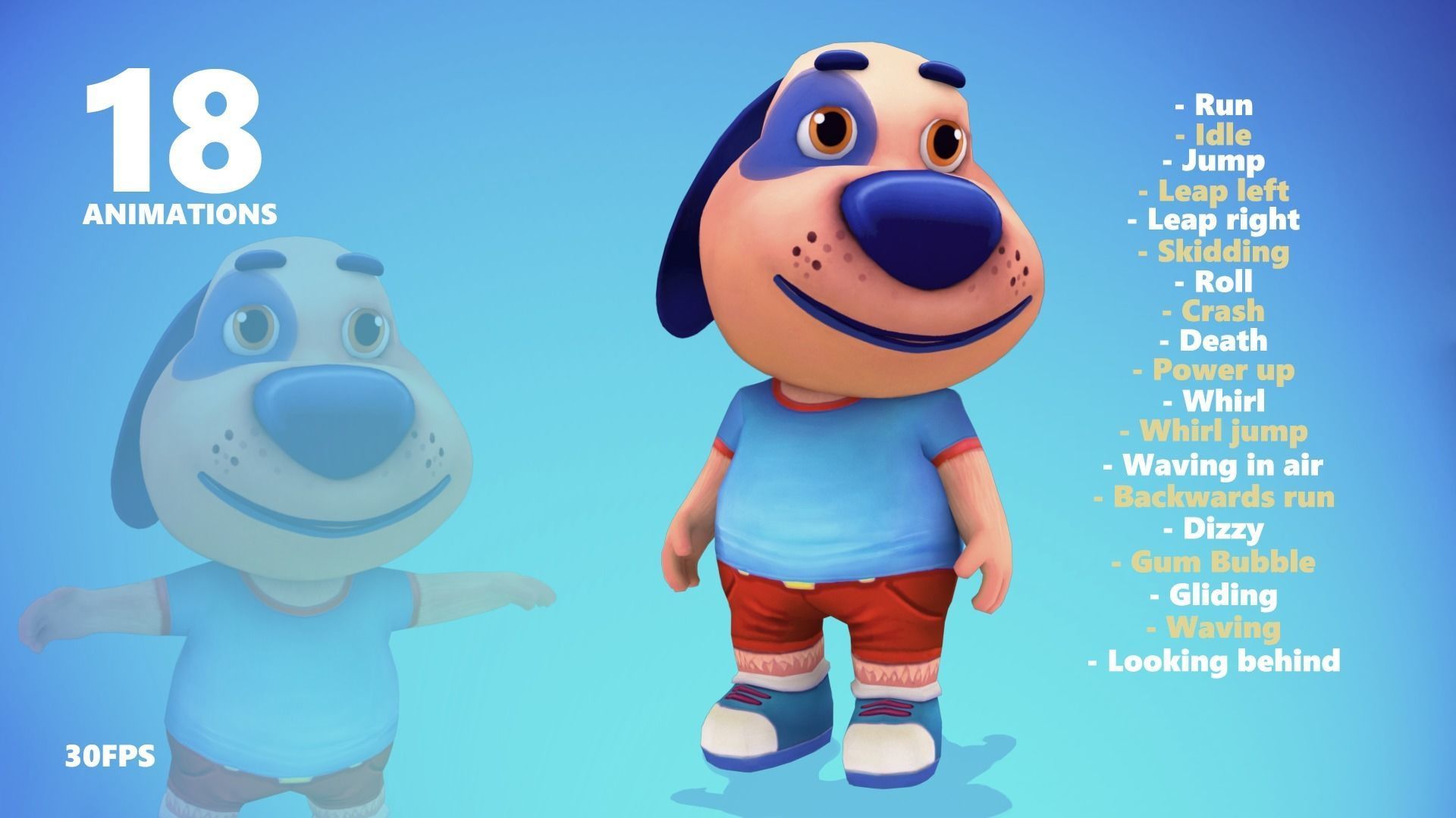 Dog Low poly Animated Rigged Low-poly 3D model_6