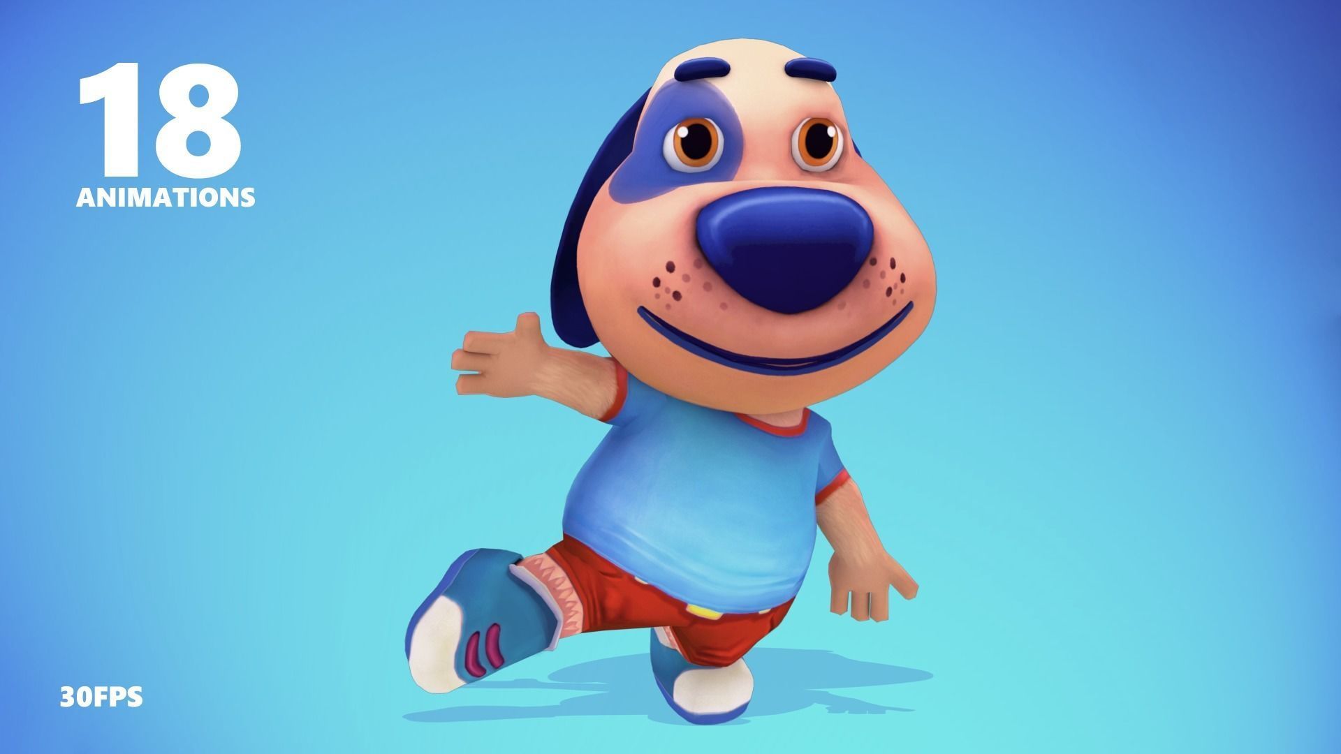 Dog Low poly Animated Rigged Low-poly 3D model_5