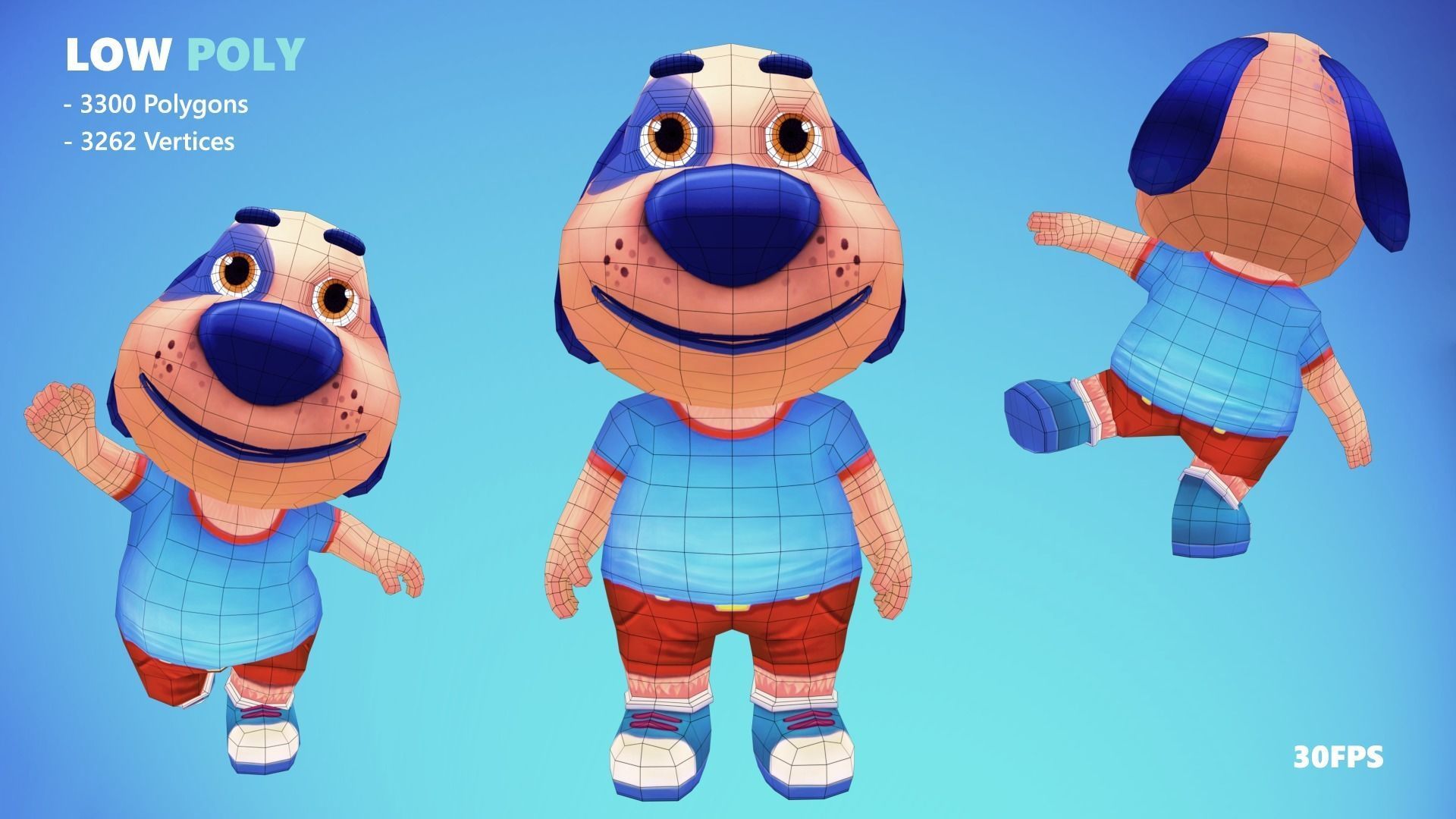 Dog Low poly Animated Rigged Low-poly 3D model_12