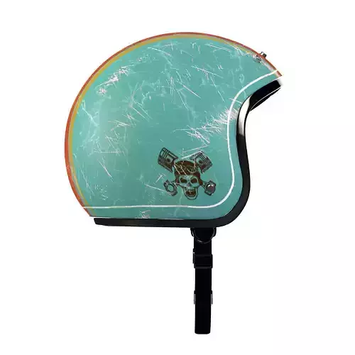 Helmet motorcycle with orange and turquoise stripe 3D model