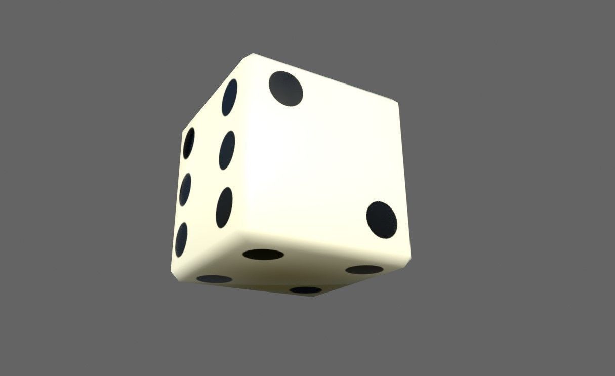 Dice Six Sides White  - Dado Seis Lados Low-poly 3D model_9