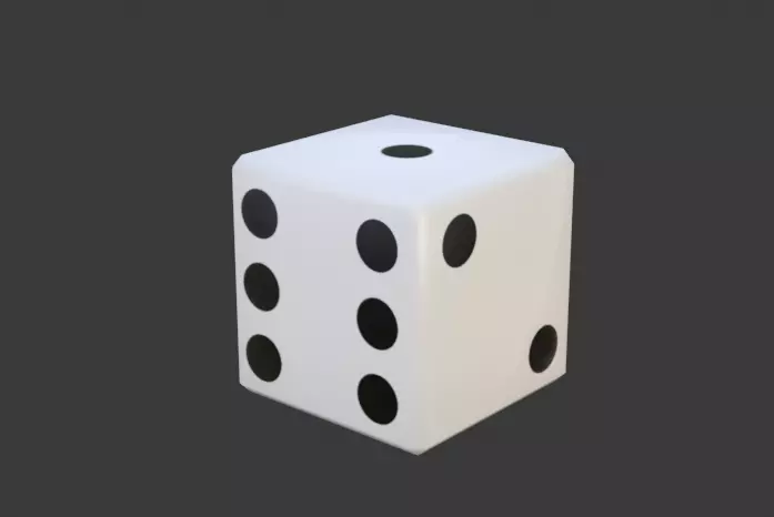 Dice Six Sides White  - Dado Seis Lados Low-poly 3D model_0