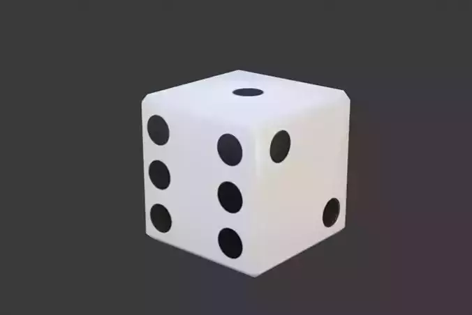 Dice Six Sides White  - Dado Seis Lados Low-poly 3D model