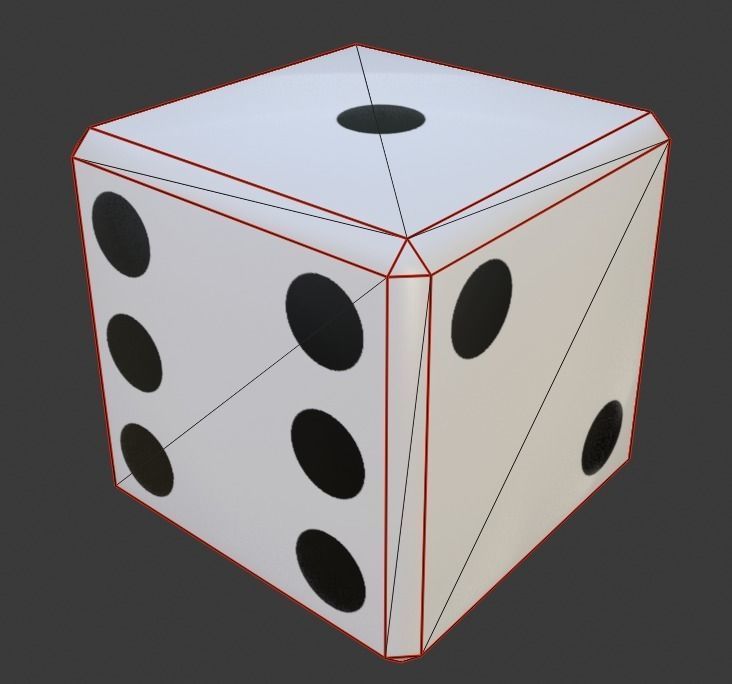 Dice Six Sides White  - Dado Seis Lados Low-poly 3D model_5