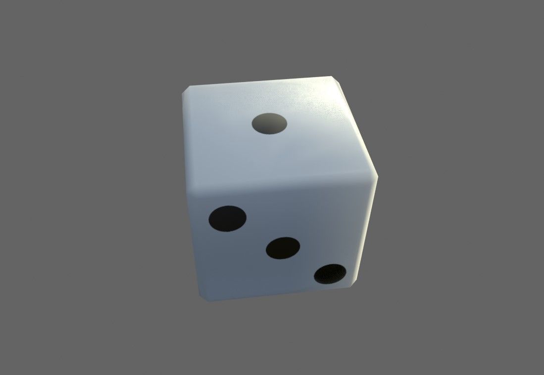 Dice Six Sides White  - Dado Seis Lados Low-poly 3D model_8