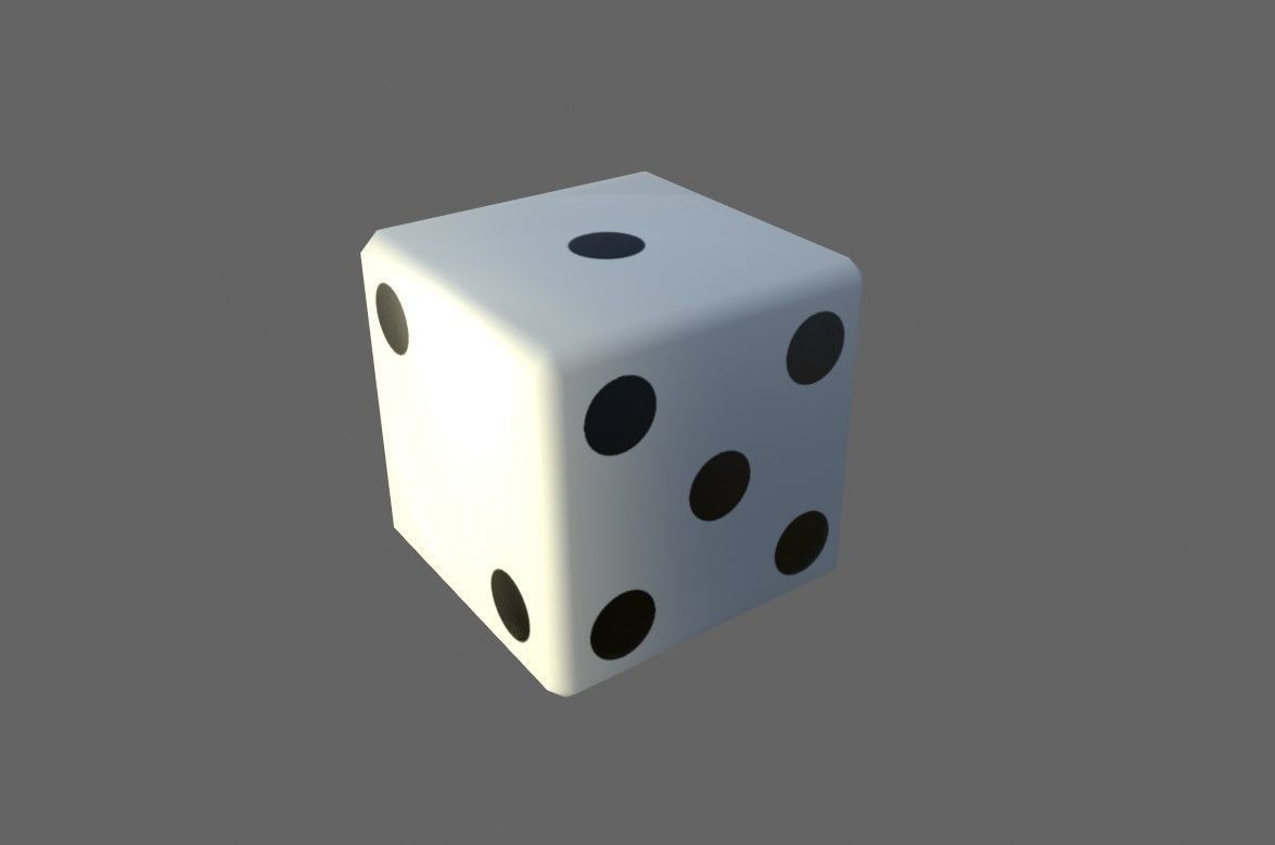Dice Six Sides White  - Dado Seis Lados Low-poly 3D model_12