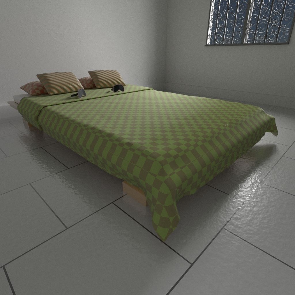 Bed pillow and sleeping glasses 3D model_1