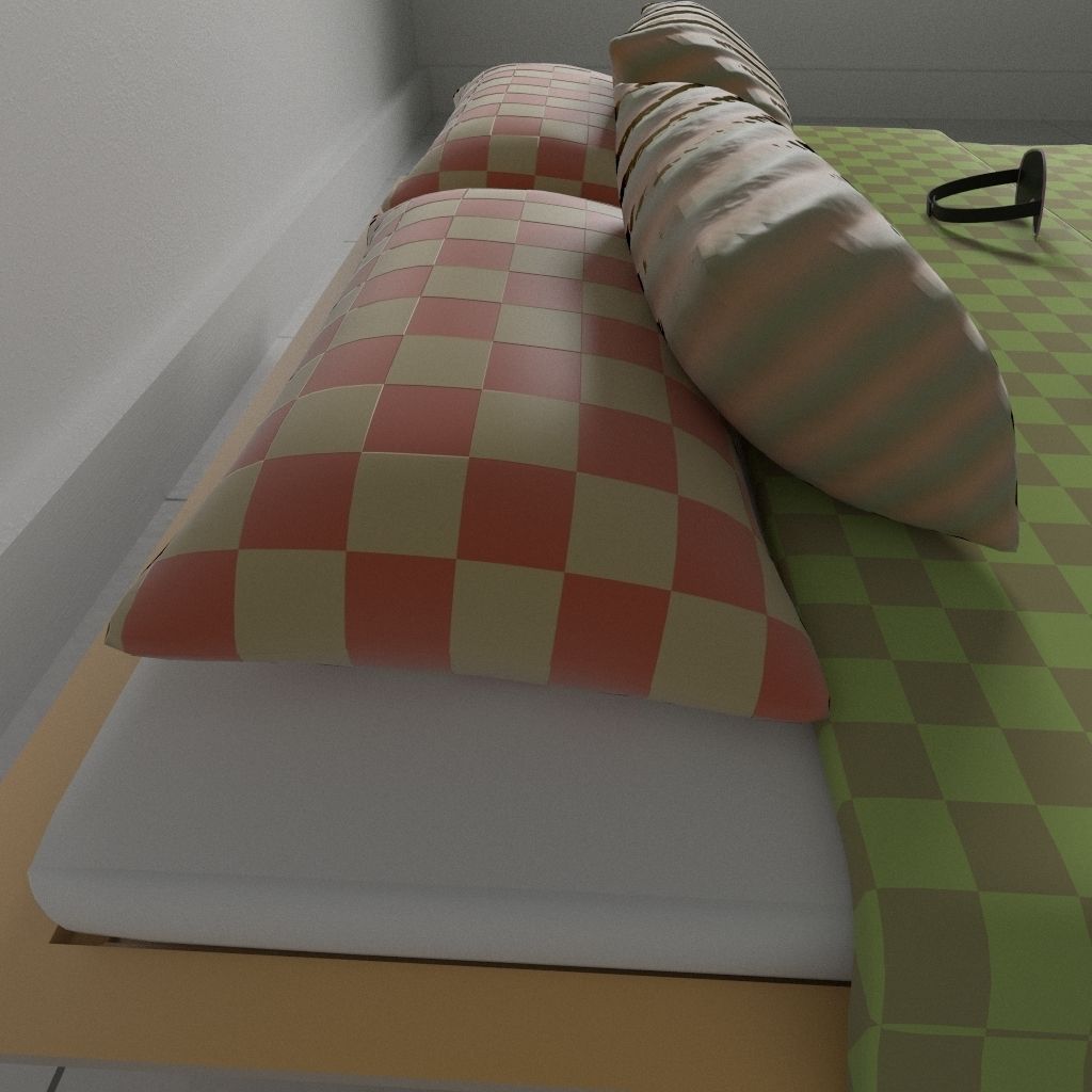 Bed pillow and sleeping glasses 3D model_3