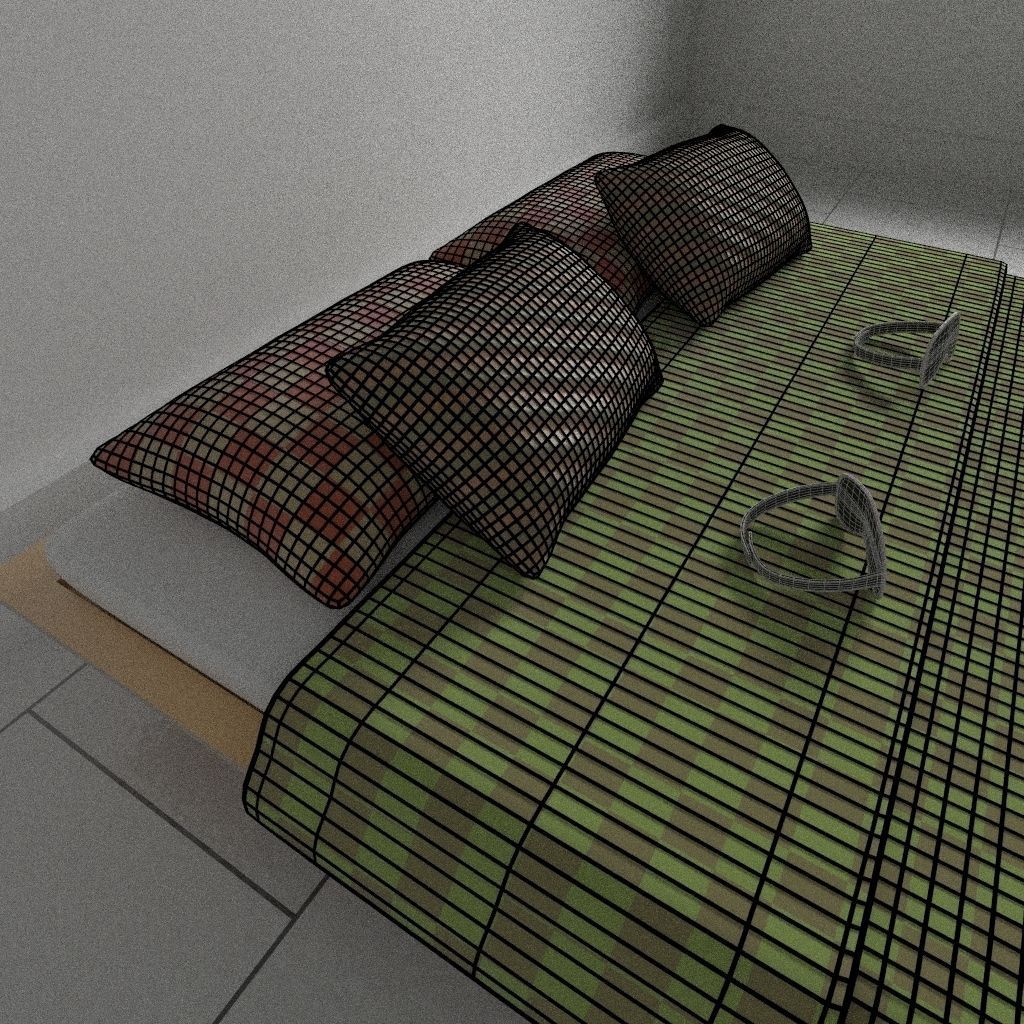 Bed pillow and sleeping glasses 3D model_6