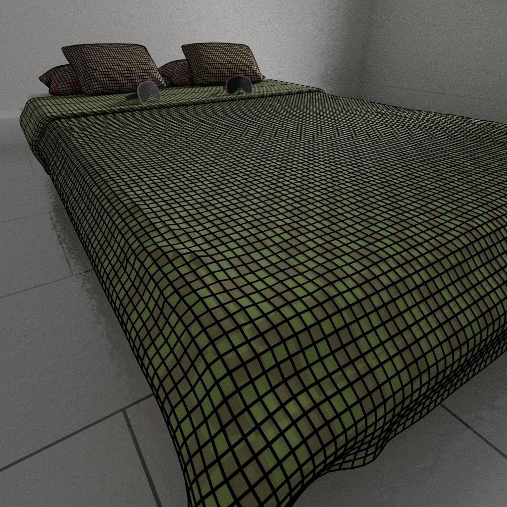 Bed pillow and sleeping glasses 3D model_5