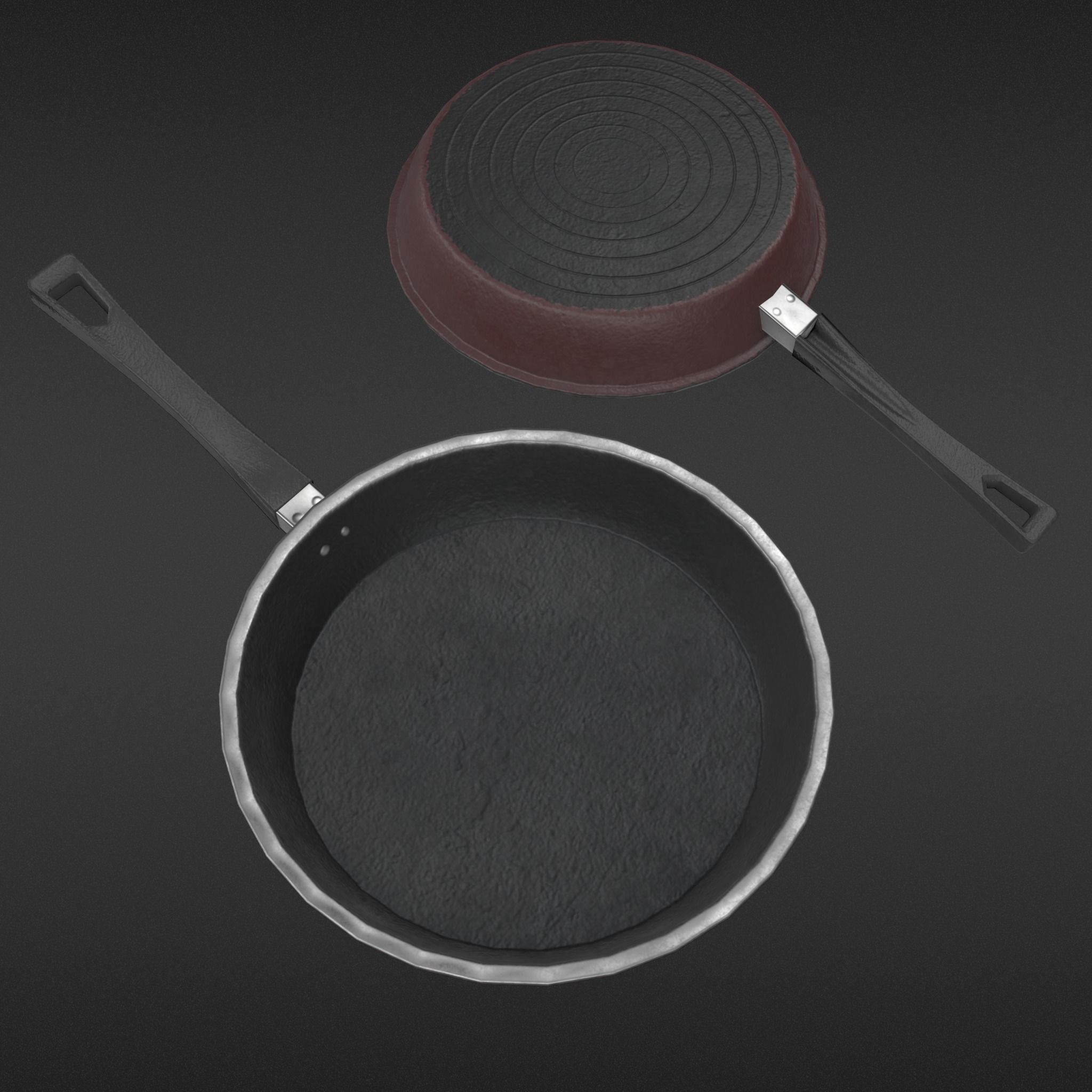 Game-ready Frying Pan Clean - Unity - HDRP - UE4 Low-poly 3D model_12