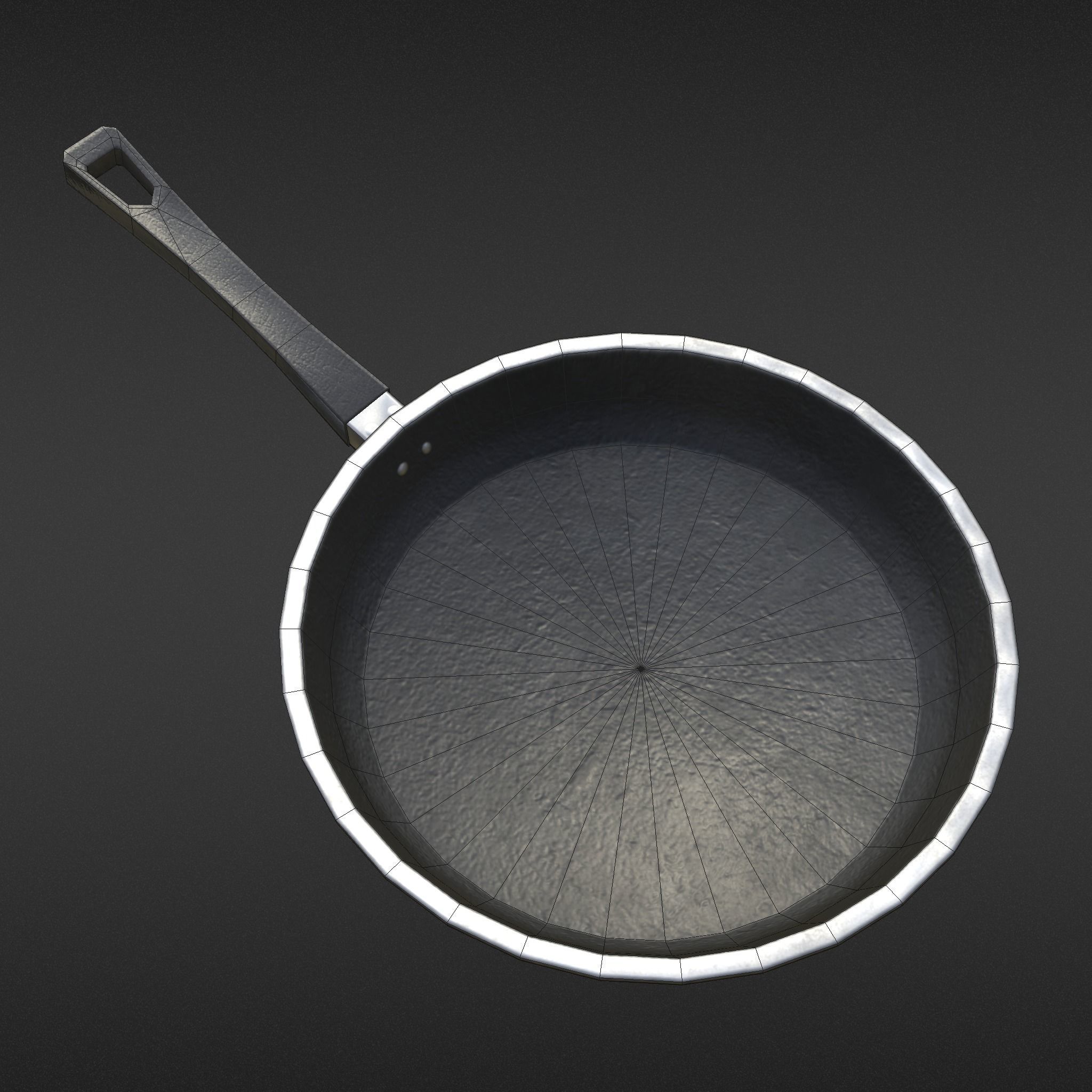 Game-ready Frying Pan Clean - Unity - HDRP - UE4 Low-poly 3D model_18