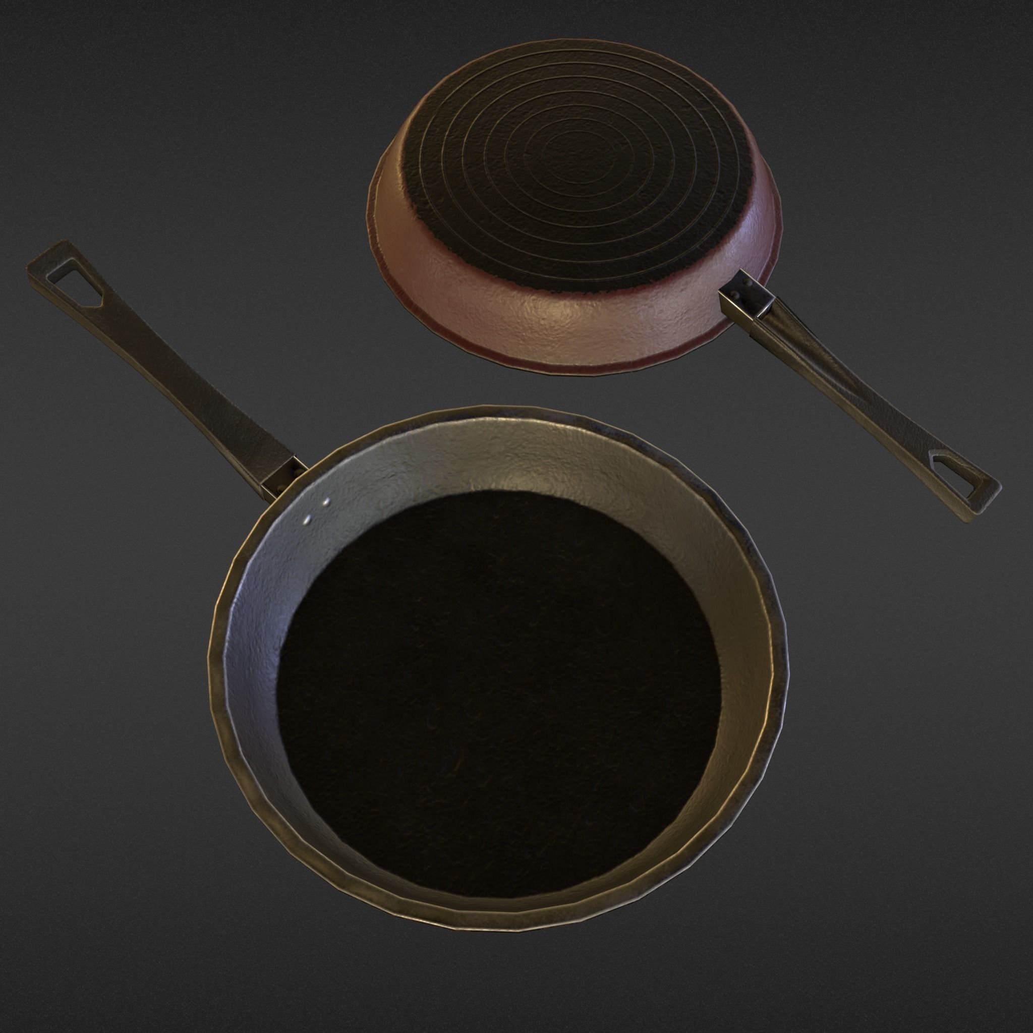 Game-ready Frying Pan Clean - Unity - HDRP - UE4 Low-poly 3D model_14
