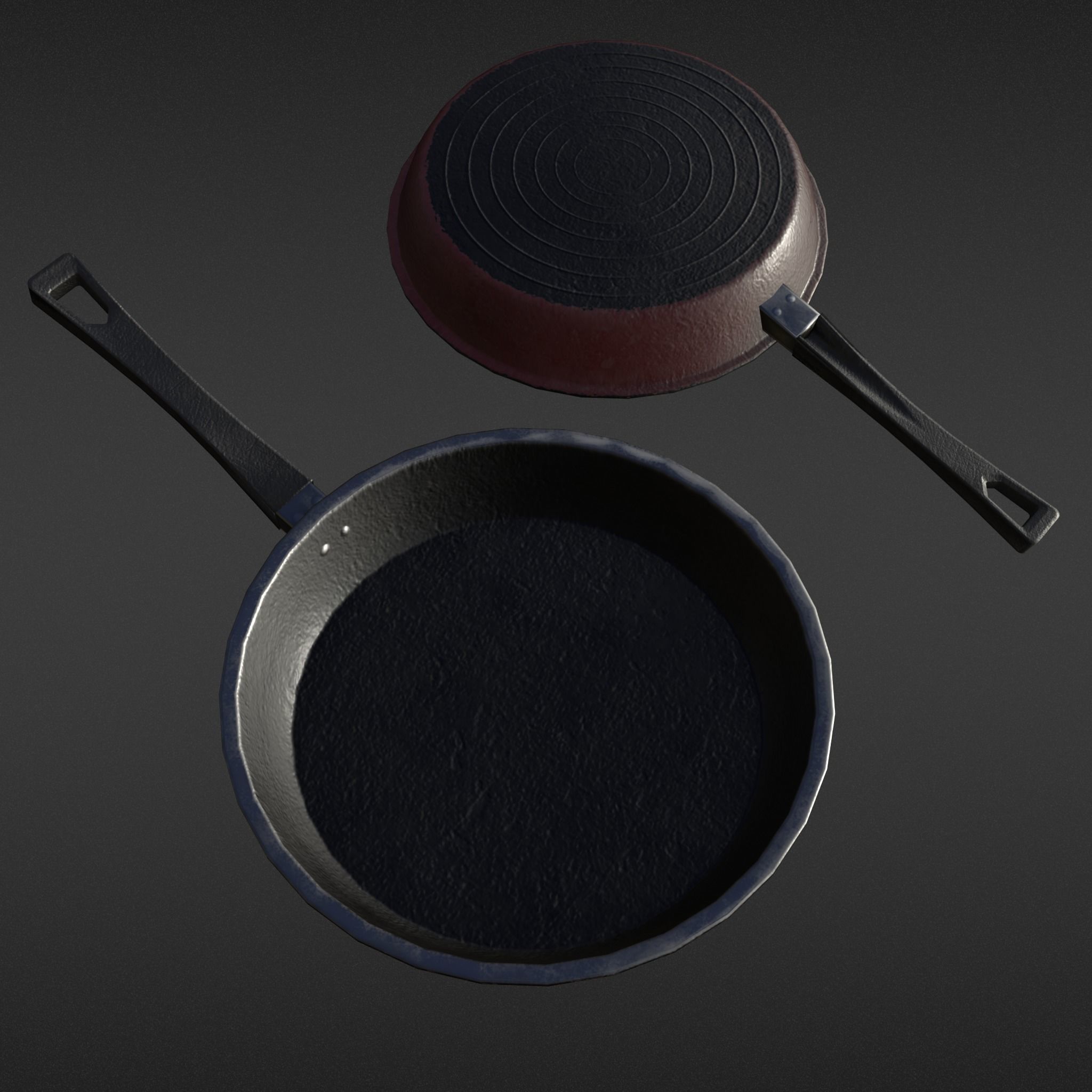 Game-ready Frying Pan Clean - Unity - HDRP - UE4 Low-poly 3D model_13