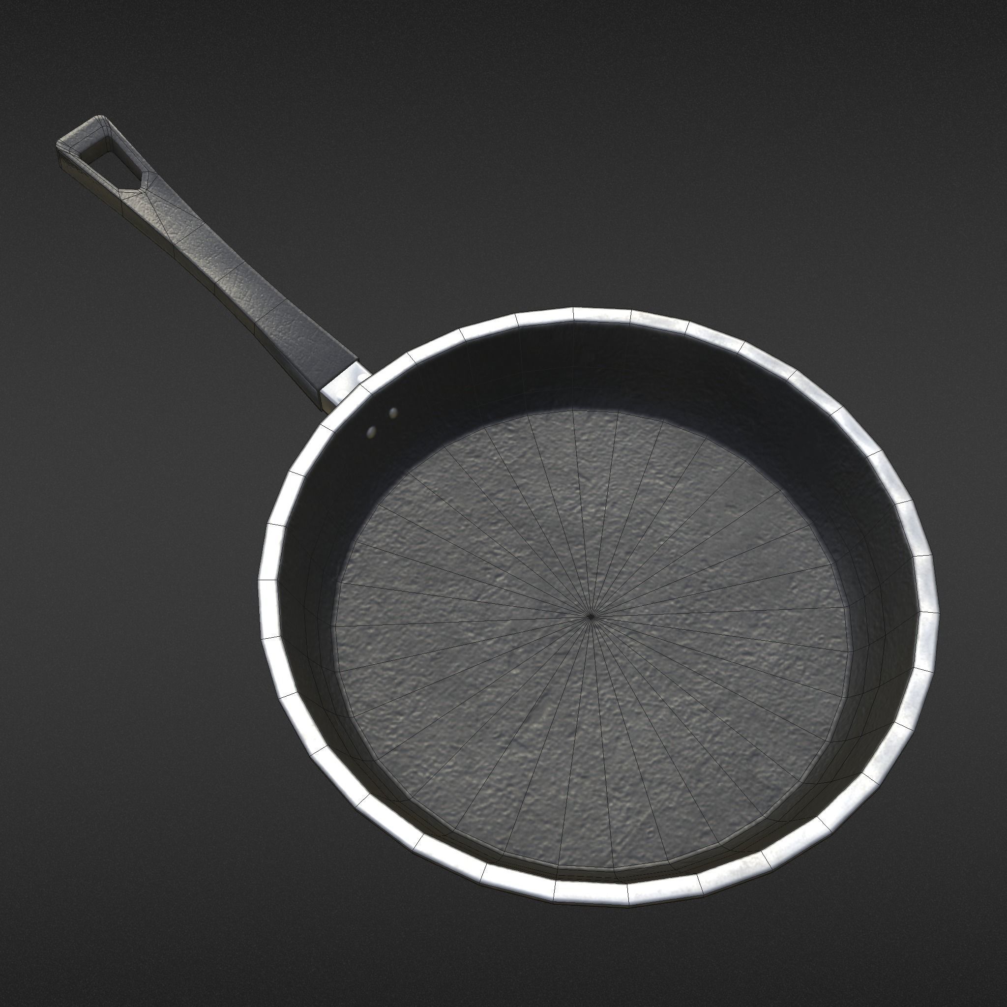 Game-ready Frying Pan Clean - Unity - HDRP - UE4 Low-poly 3D model_17