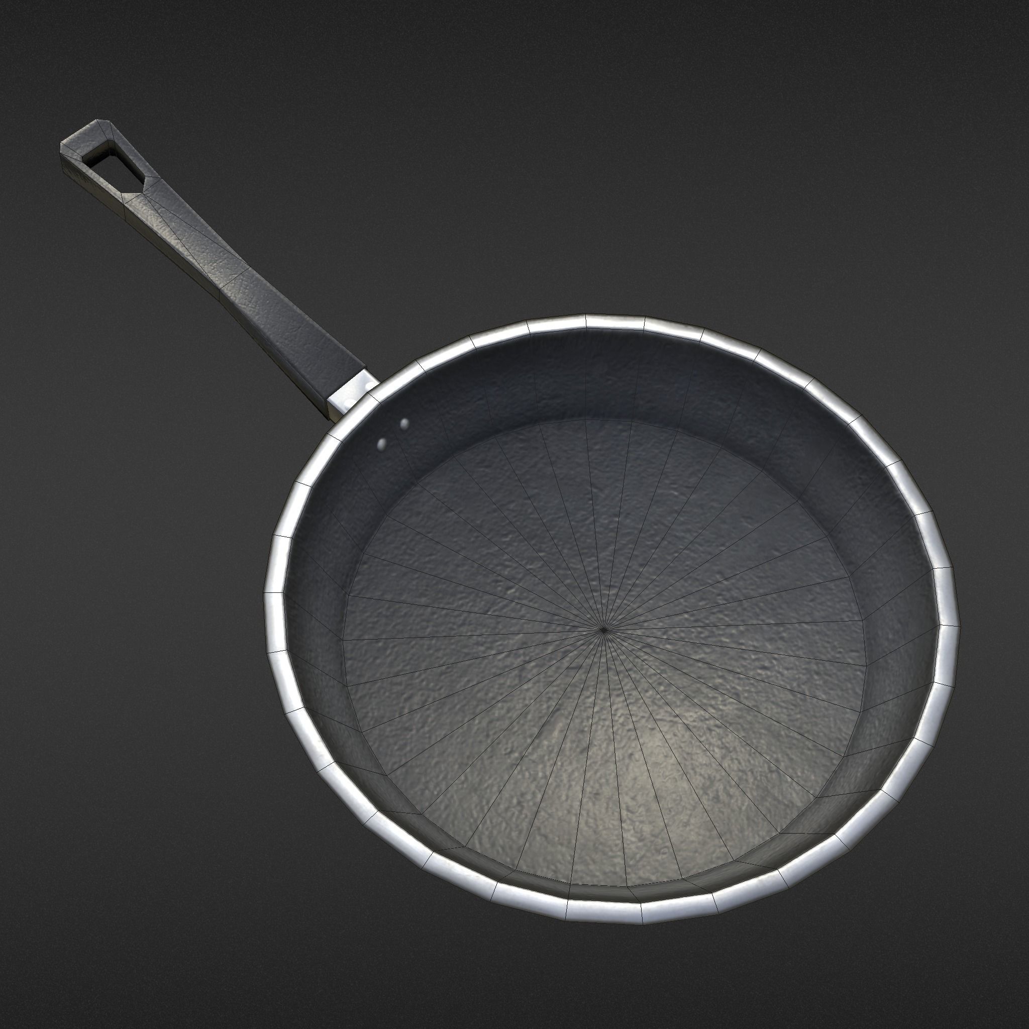 Game-ready Frying Pan Clean - Unity - HDRP - UE4 Low-poly 3D model_19