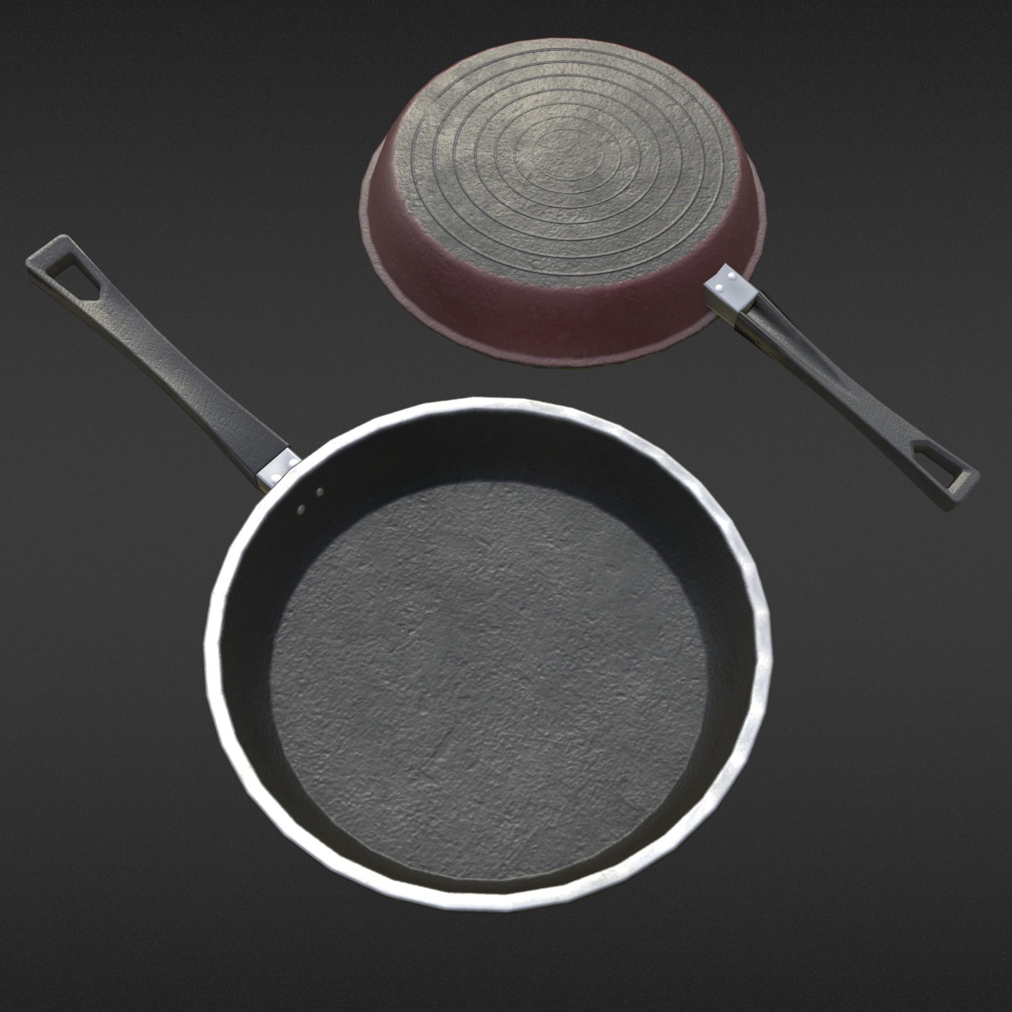 Game-ready Frying Pan Clean - Unity - HDRP - UE4 Low-poly 3D model_10