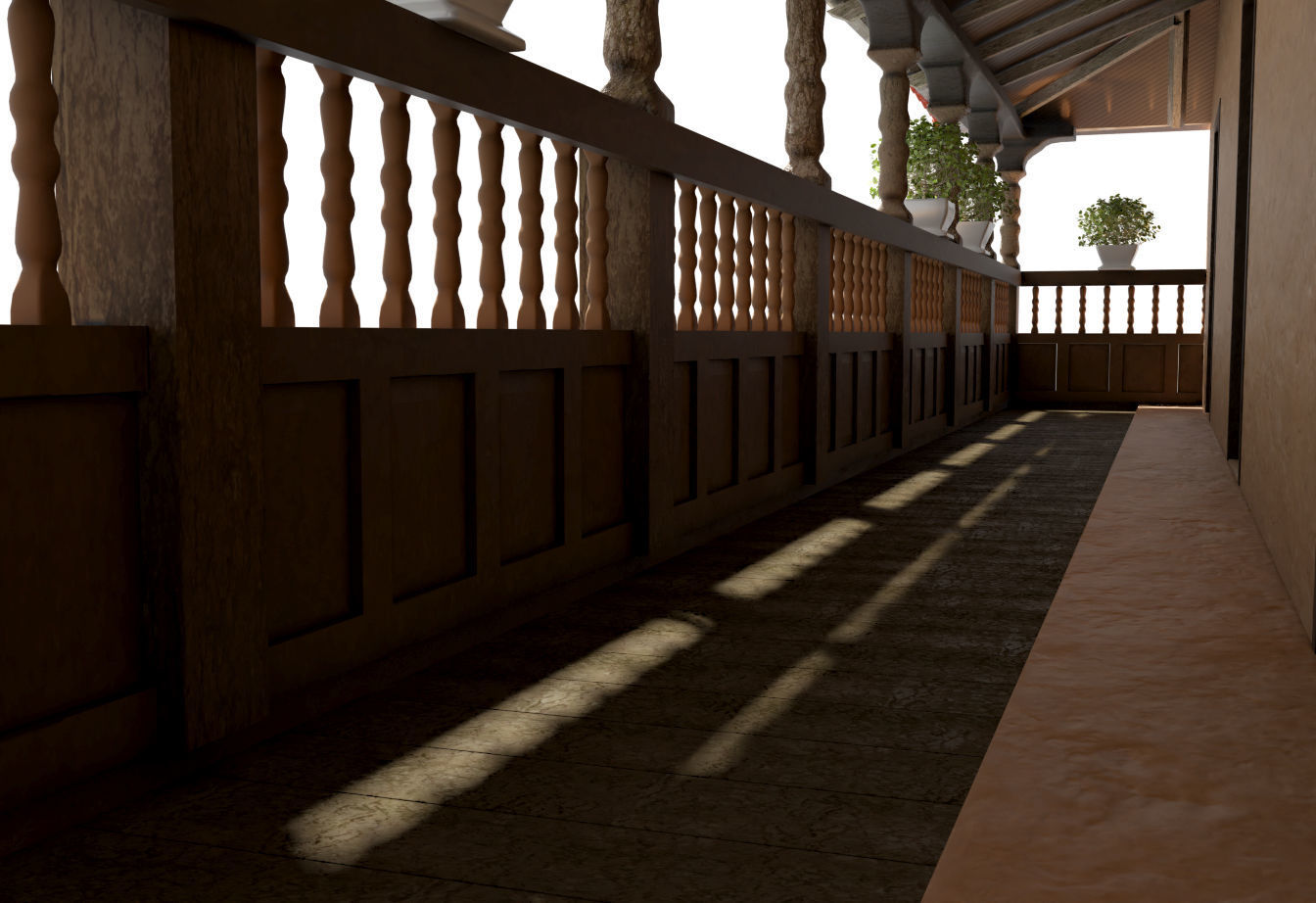 COLONIAL HOUSE 3D MODEL Low-poly 3D model_5