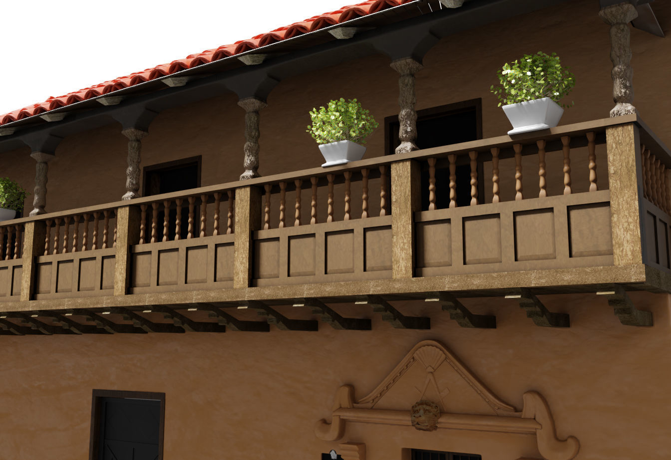 COLONIAL HOUSE 3D MODEL Low-poly 3D model_4