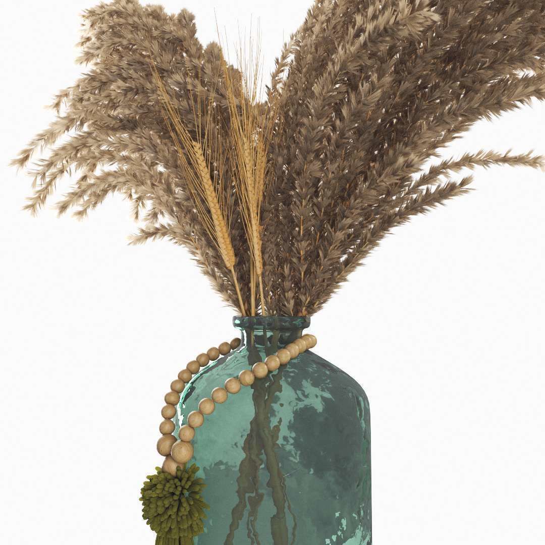 Decorative pampas in a glass jar 3D model_2