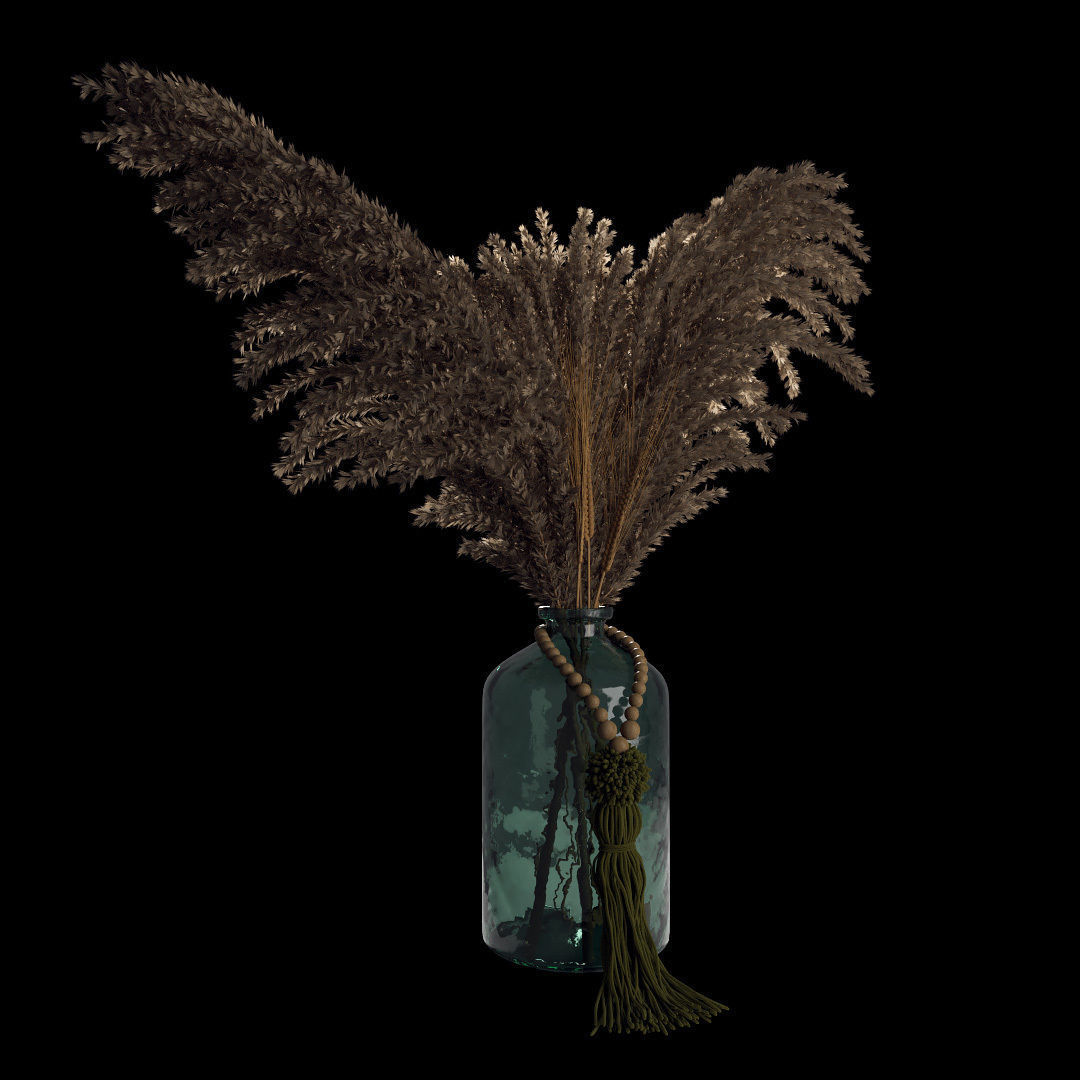 Decorative pampas in a glass jar 3D model_3