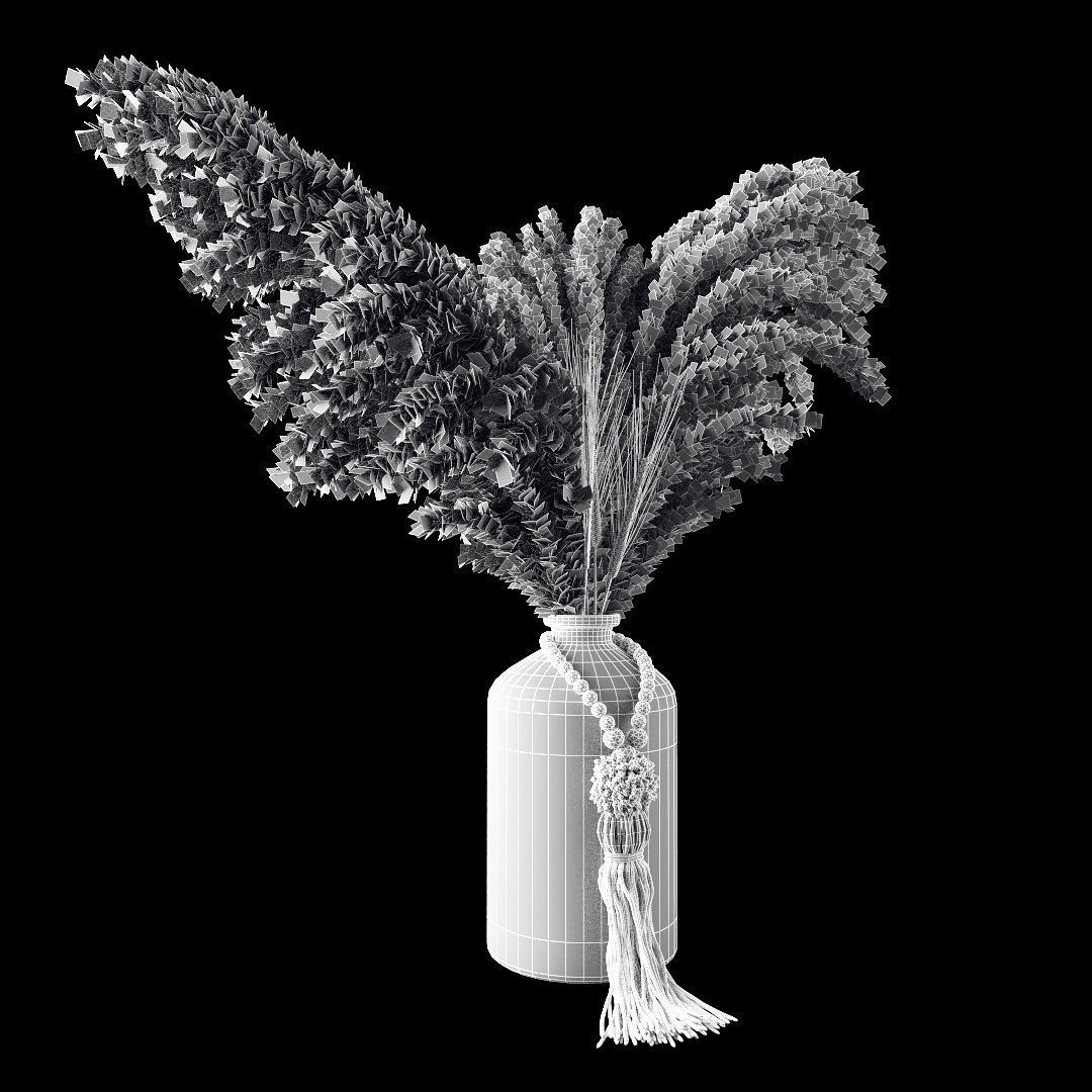 Decorative pampas in a glass jar 3D model_4