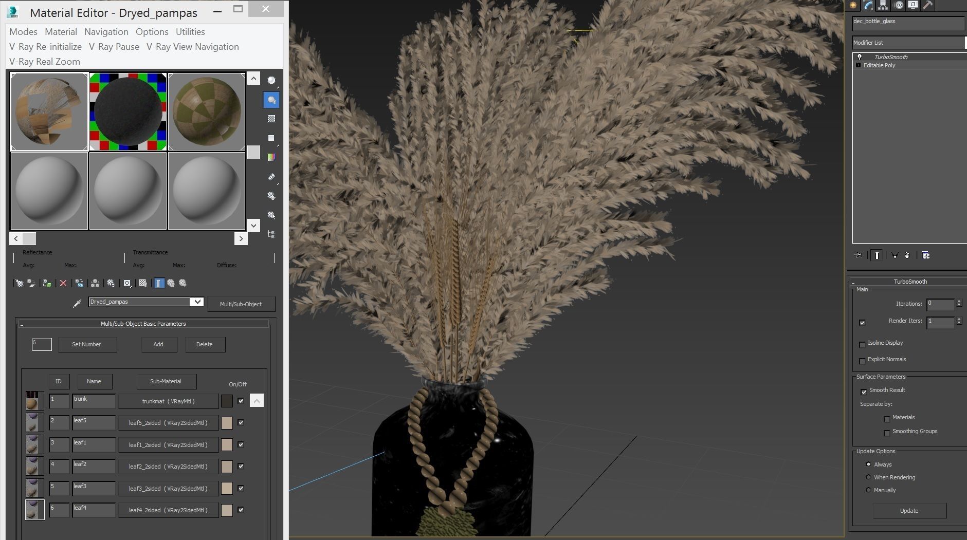 Decorative pampas in a glass jar 3D model_5