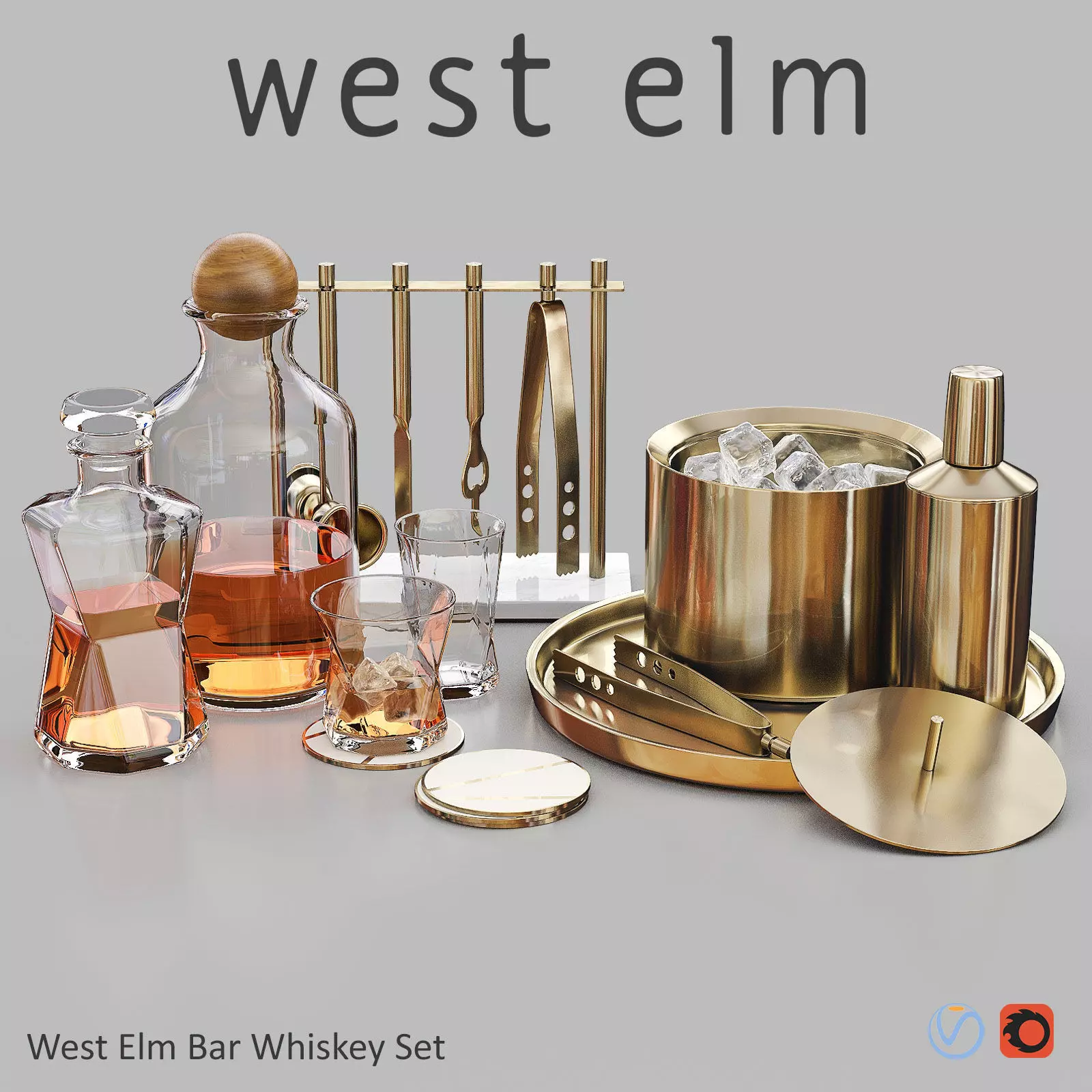 WEST ELM Bar Whiskey Set 3D model