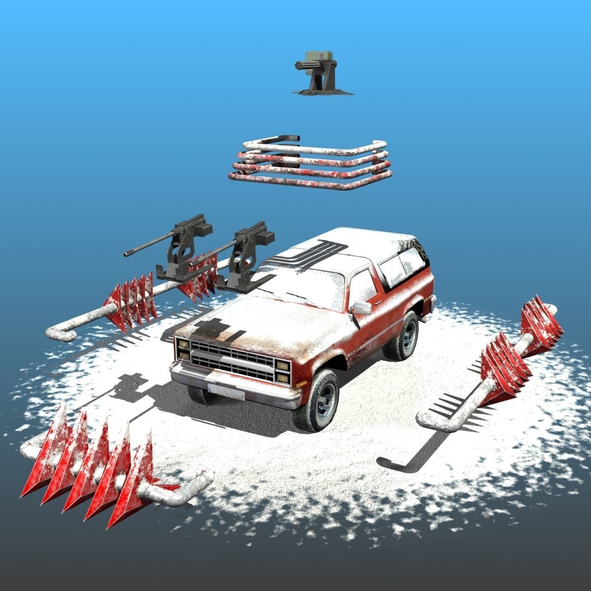 Offroad battle car 01 Low-poly 3D model_7