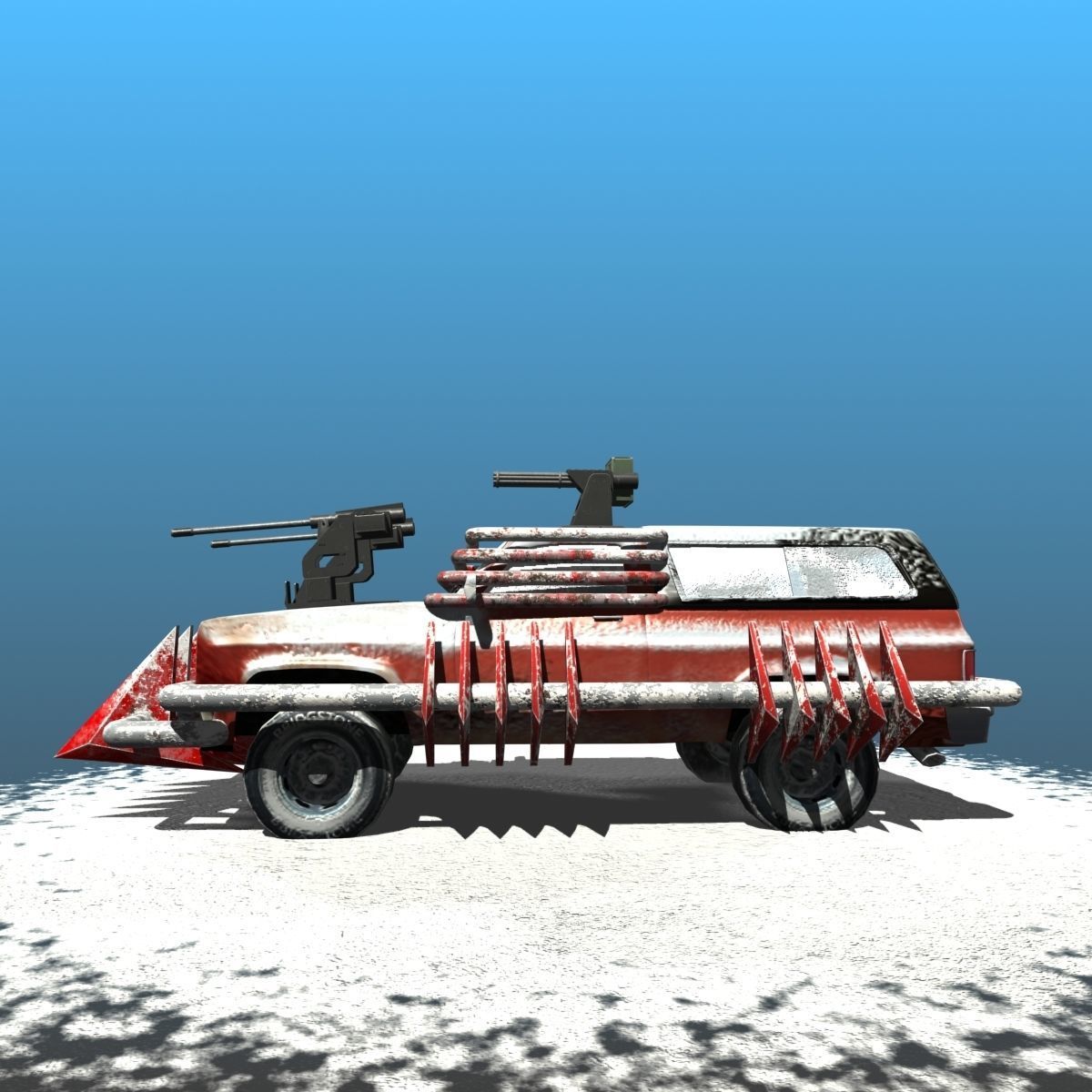 Offroad battle car 01 Low-poly 3D model_1