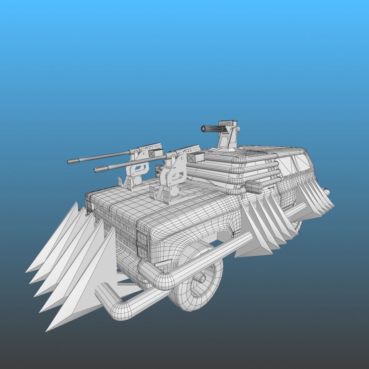 Offroad battle car 01 Low-poly 3D model_14