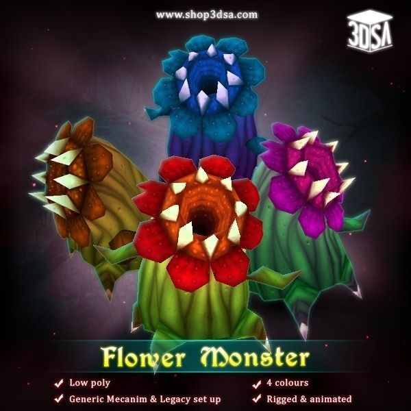 Flower Monster Low-poly 3D model_0