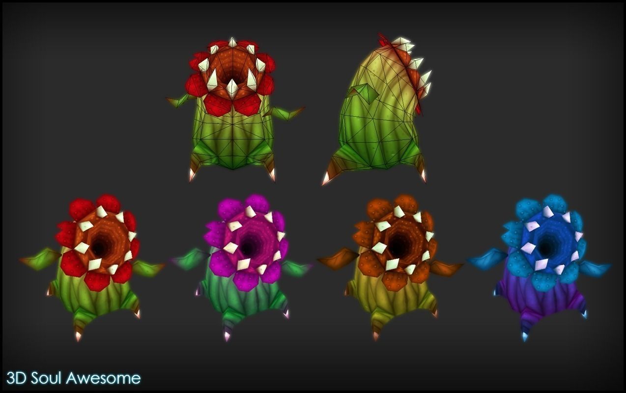 Flower Monster Low-poly 3D model_2
