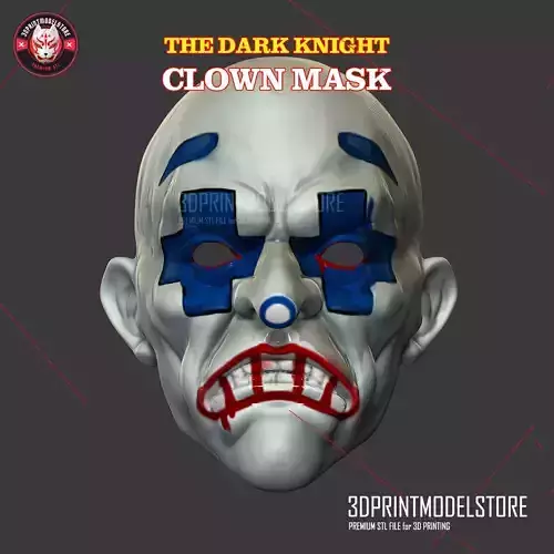 Henchmen Dark Knight Clown Joker Mask - Halloween Cosplay  3D print model