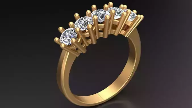 Five Stone Diamond Wedding Engagement Gold Ring