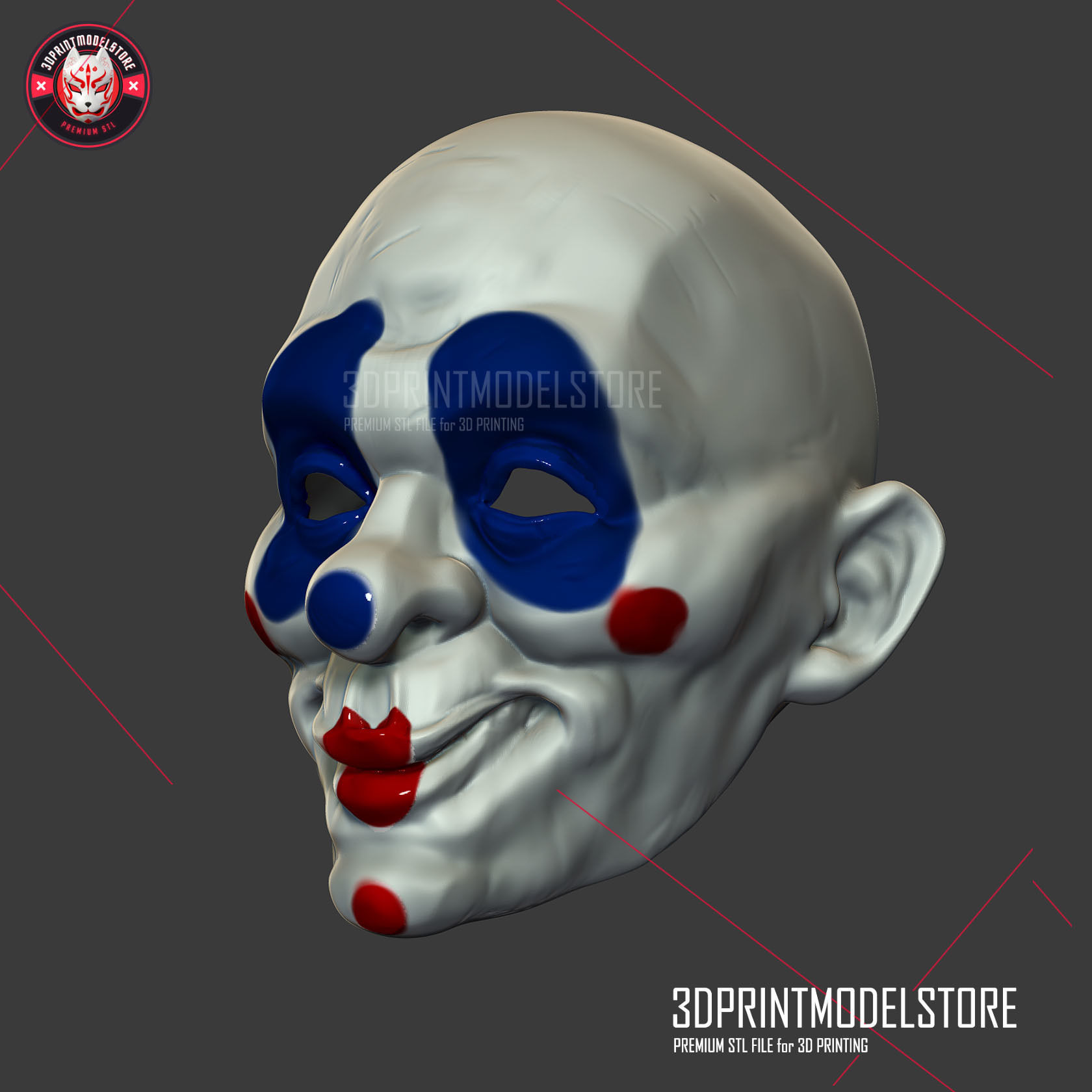 Henchmen Joker Dark Knight Cosplay Mask - Clown Mask - Halloween 3D print model_2