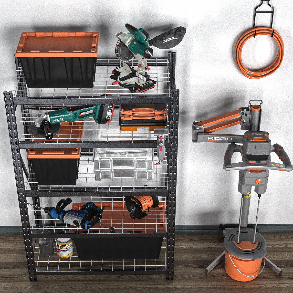 garage tools set 13 Low-poly 3D model_1