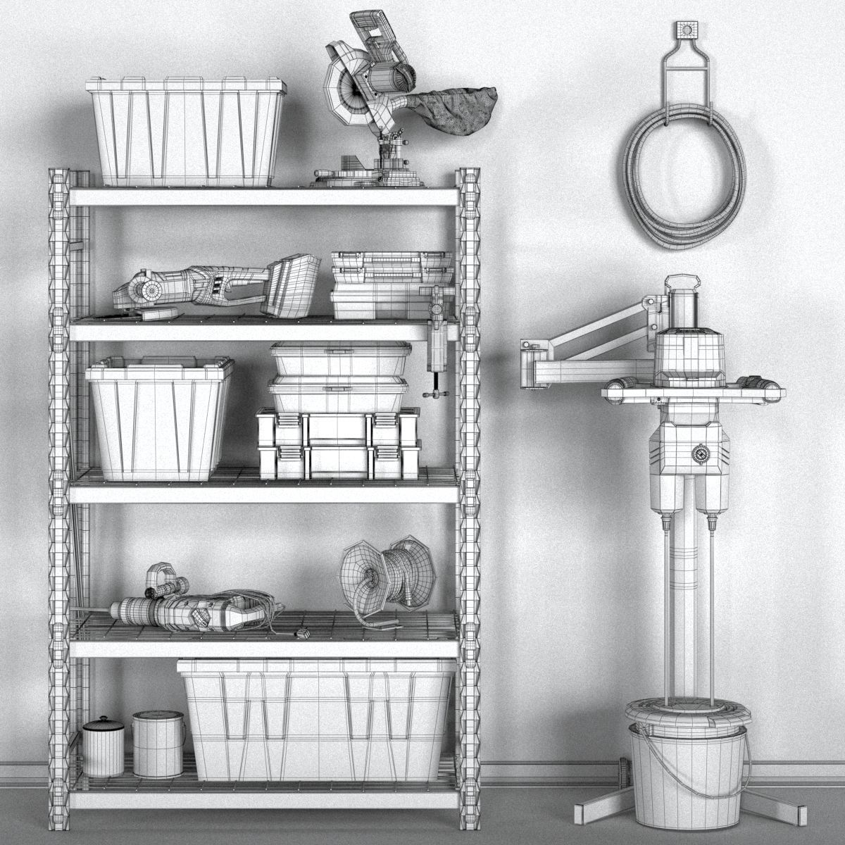 garage tools set 13 Low-poly 3D model_6