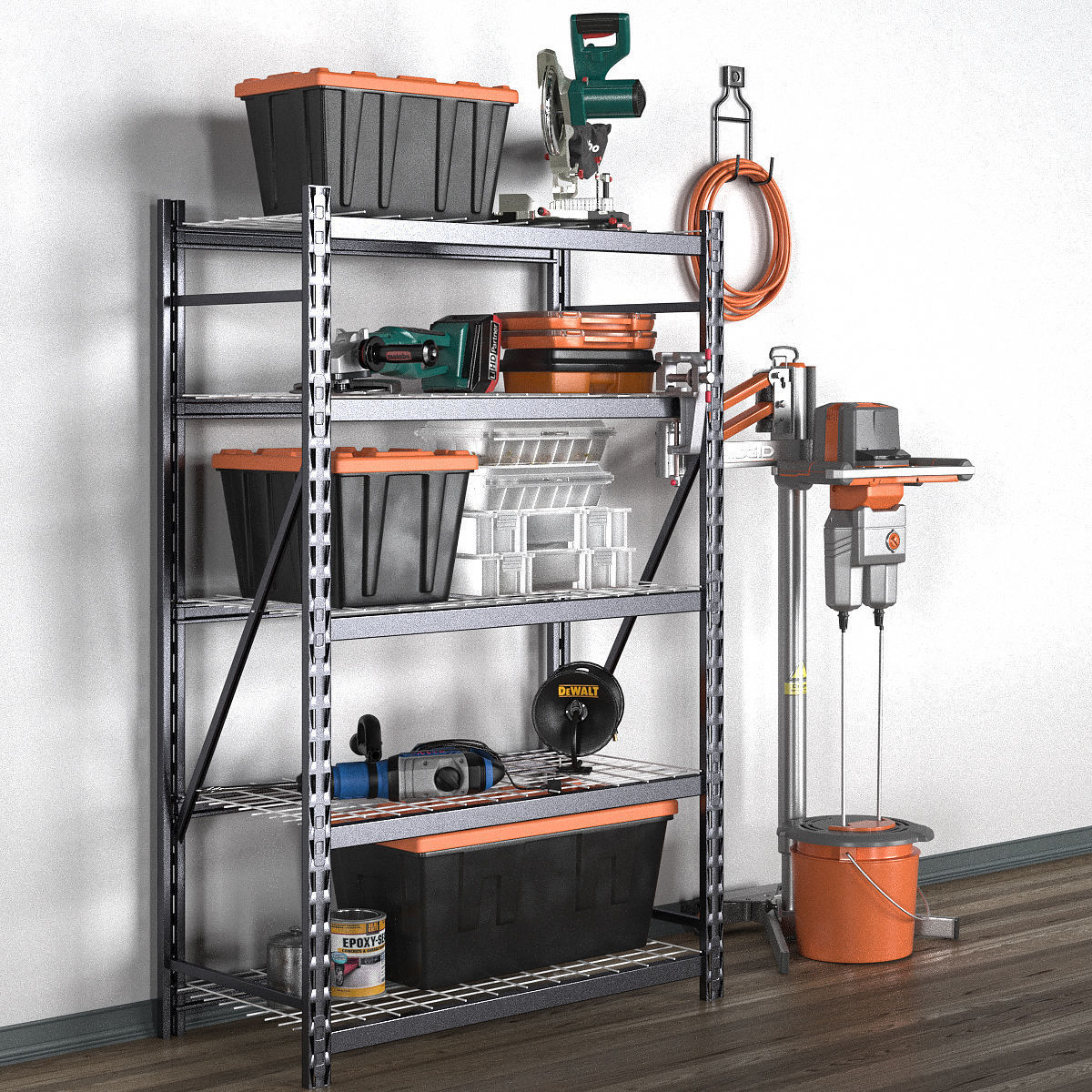 garage tools set 13 Low-poly 3D model_3