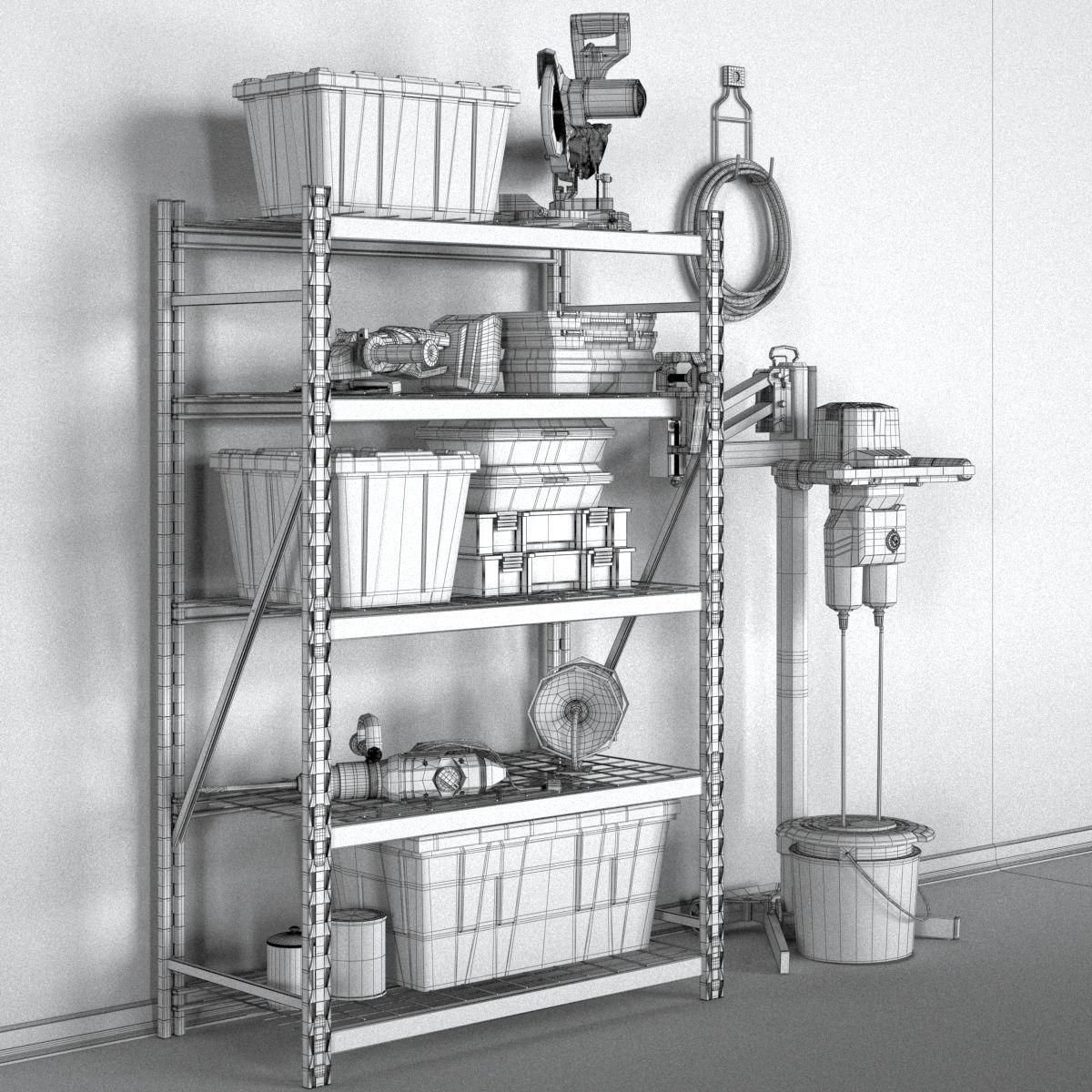 garage tools set 13 Low-poly 3D model_18